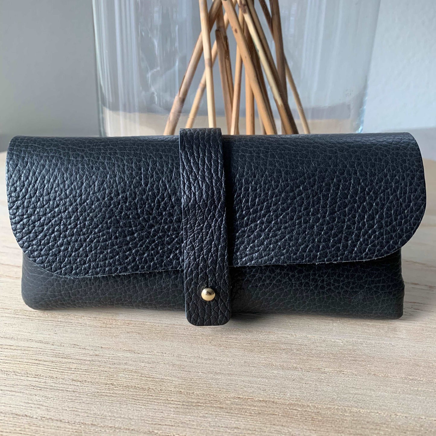 Lederen (zonne)bril etui Zwart