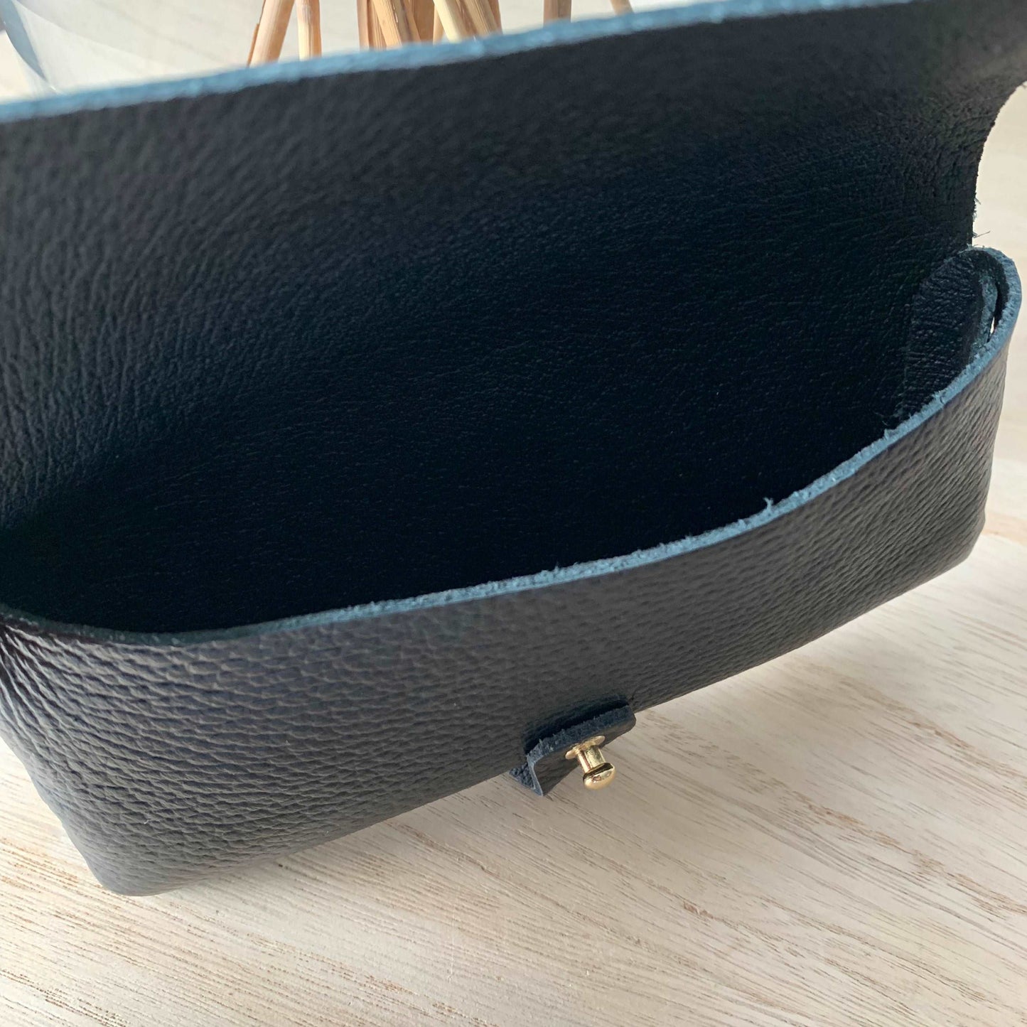 Lederen (zonne)bril etui Zwart
