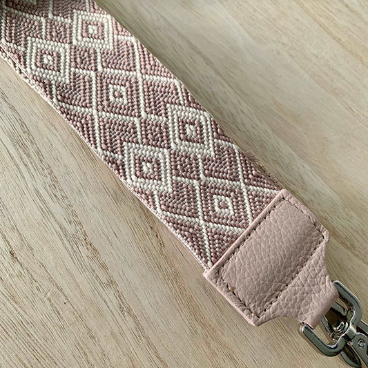 Schouderband breed Poederroze klein ruitje