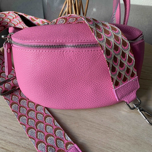 Lederen heup/crossbody tas Pink