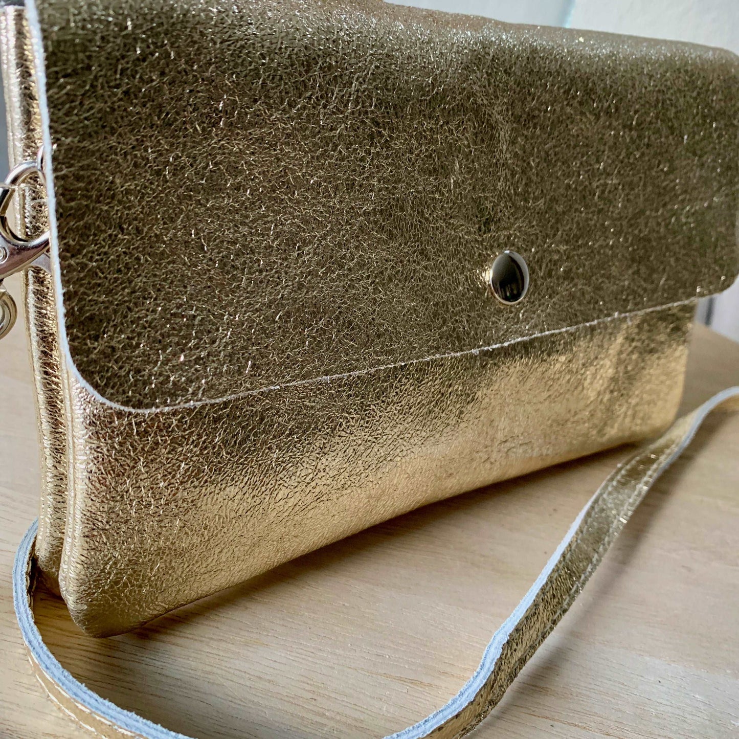 Lederen metallic look Party tasje Goud