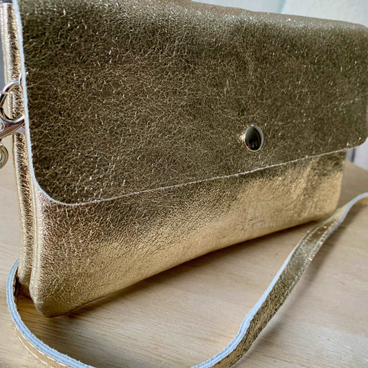 Lederen metallic look Party tasje Goud