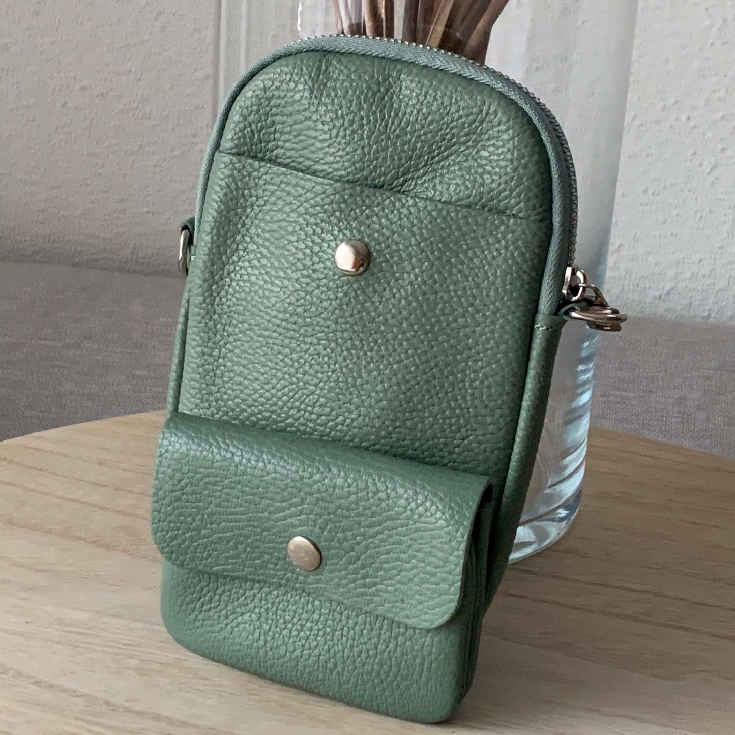Lederen crossbody tasje Groen voor een avondje uit