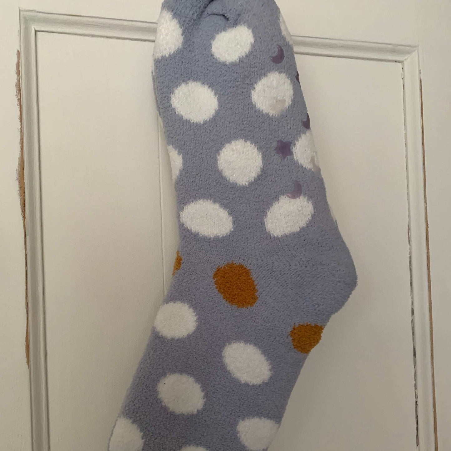 Wintersok voering 'Bolletjes' Zachtblauw/Wit 35-41