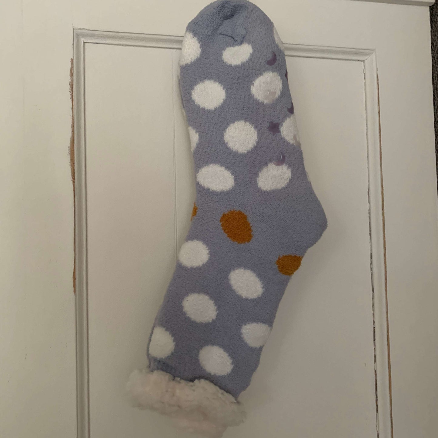 Wintersok voering 'Bolletjes' Zachtblauw/Wit 35-41