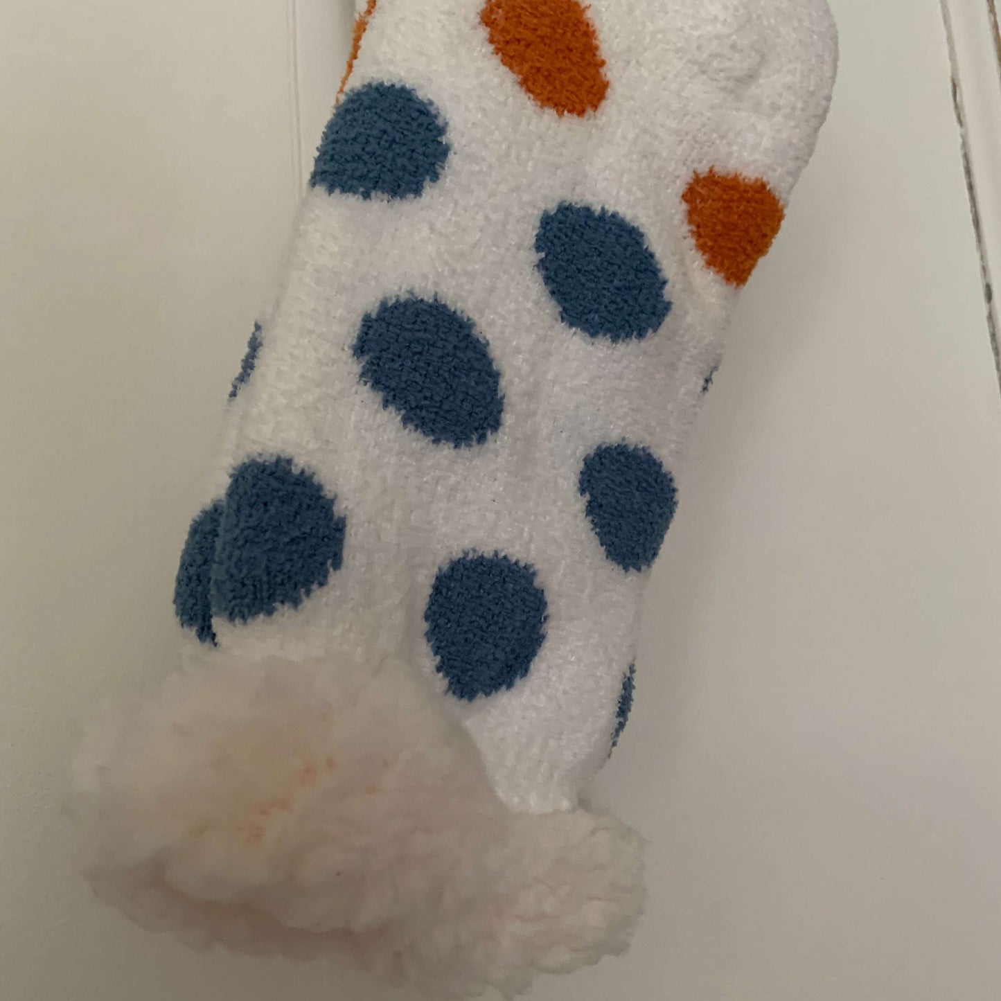 Wintersok voering 'Bolletjes' Wit/Blauw 35-41