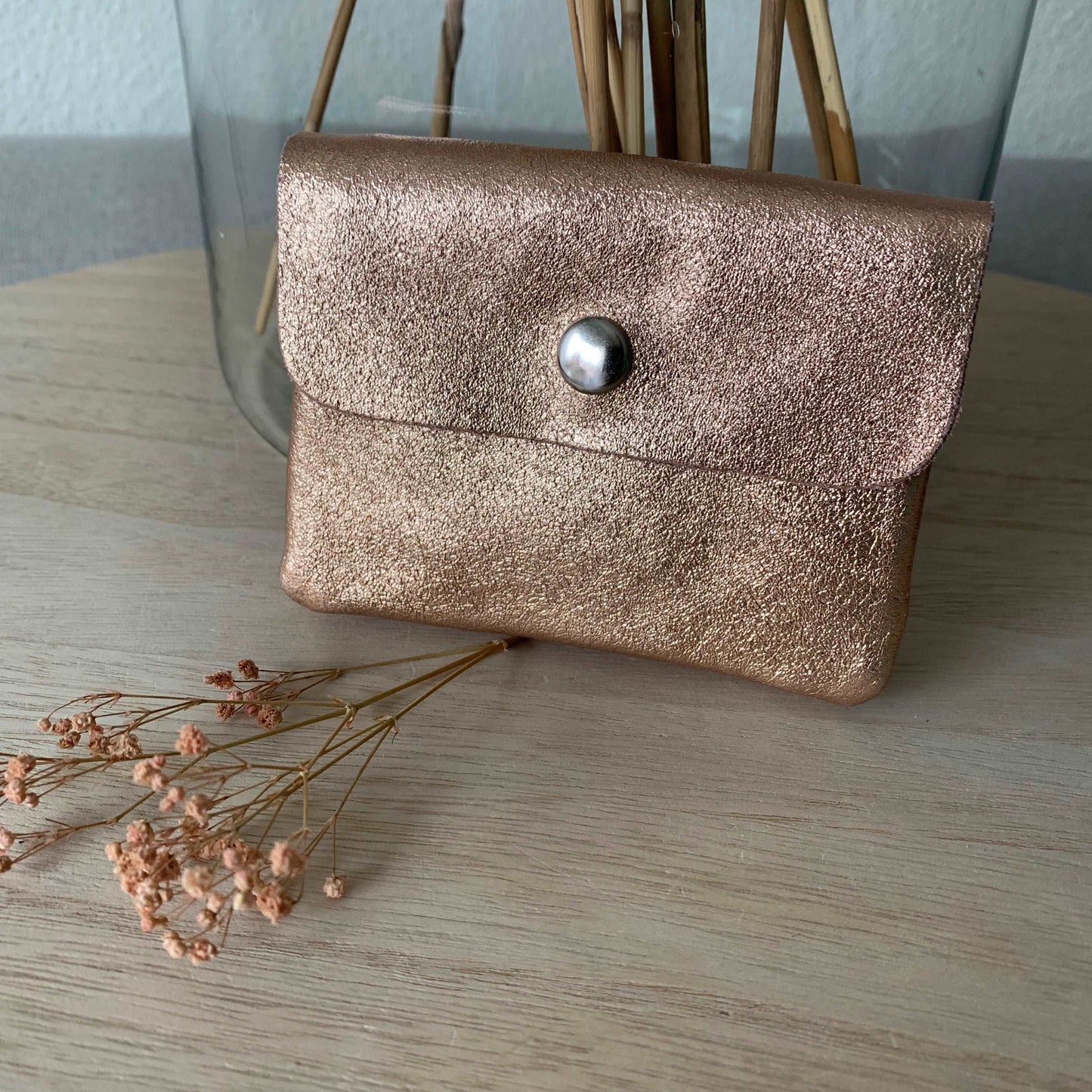 Italiaans leder portemonnee Roségoud