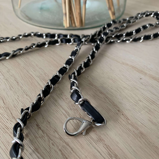 Tasriem/Telefoonriem minimalistisch Zilver/Zwart