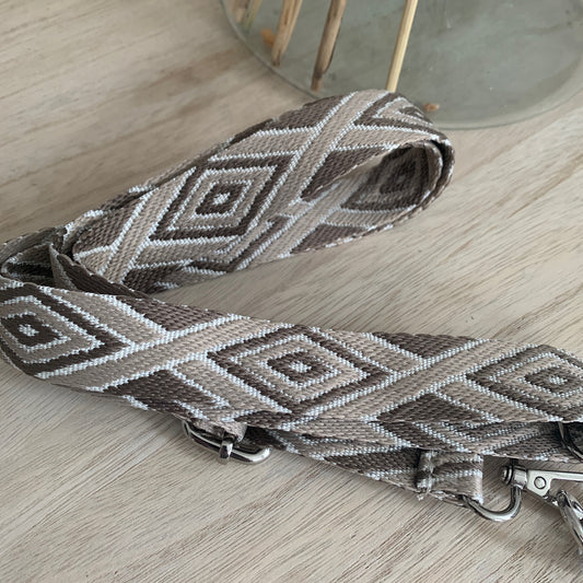 Telefoonband/Tasband Taupe/Beige Ruit