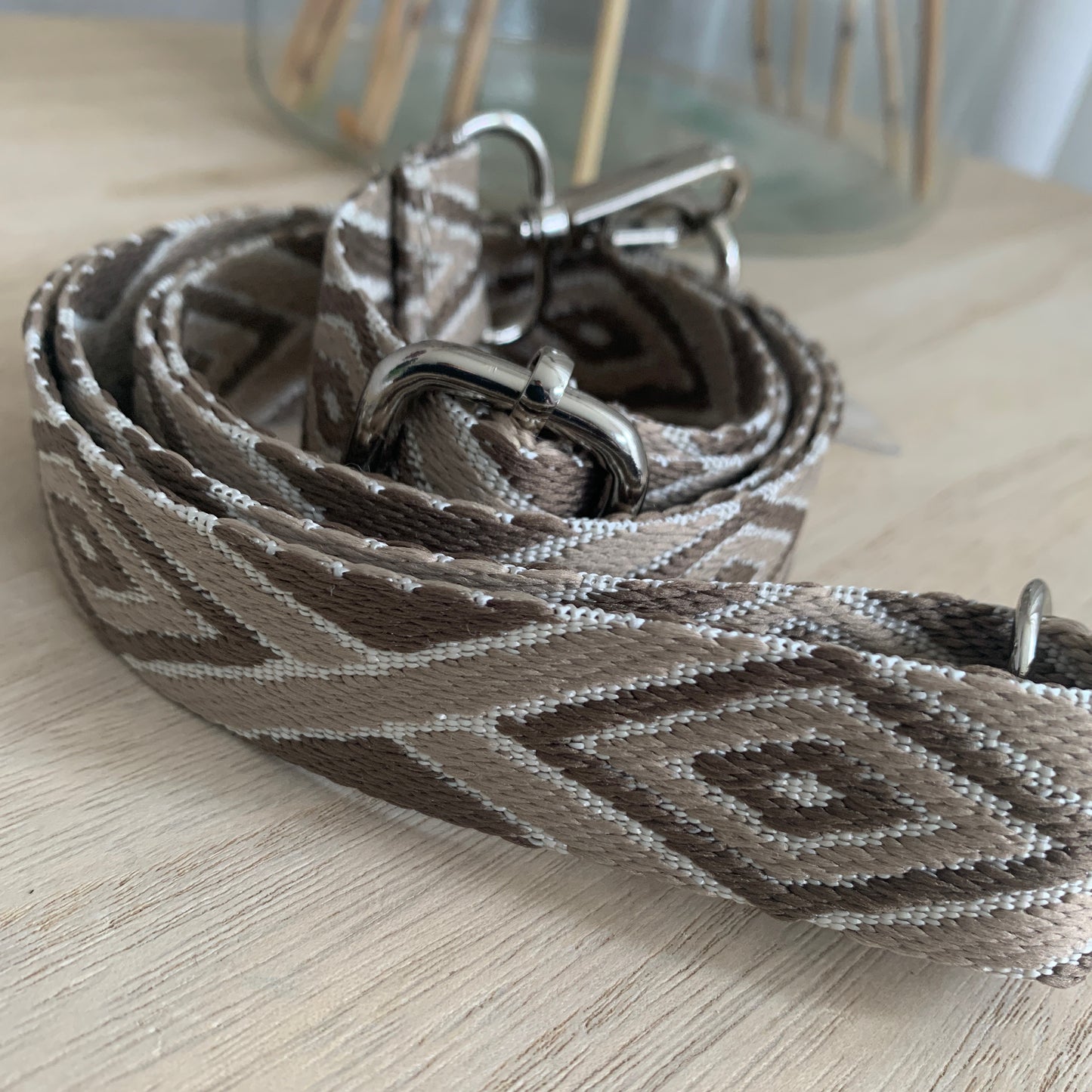 Telefoonband/Tasband Taupe/Beige Ruit