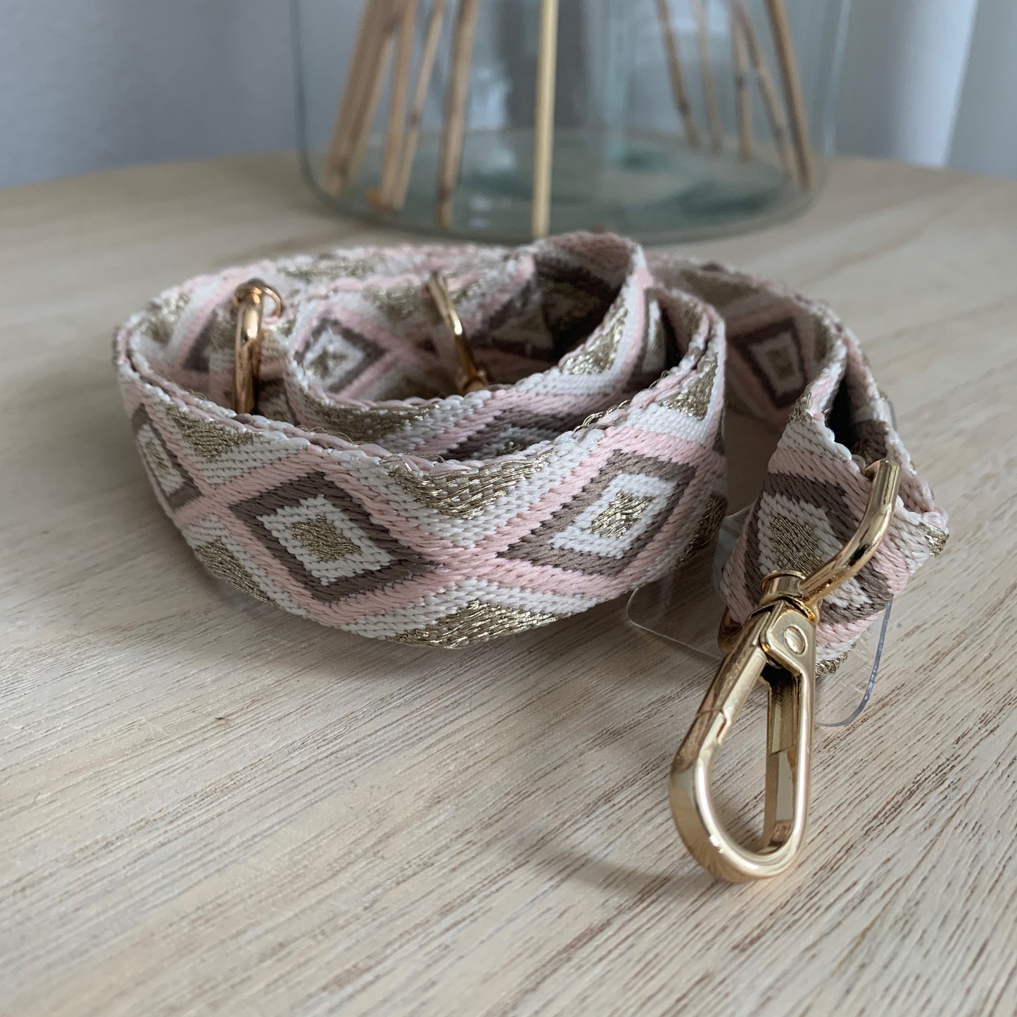 Telefoonband/Tasband Zachtroze/Taupe/Ecru