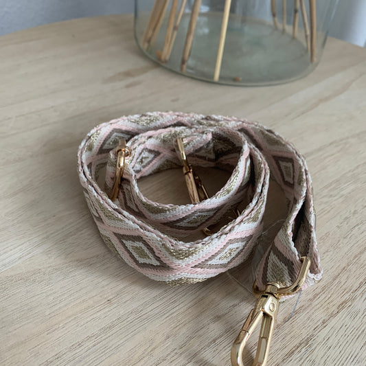 Telefoonband/Tasband Zachtroze/Taupe/Ecru