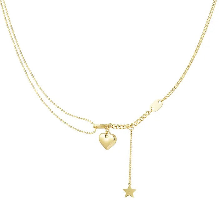 Ketting met hart en ster bedel Goud
