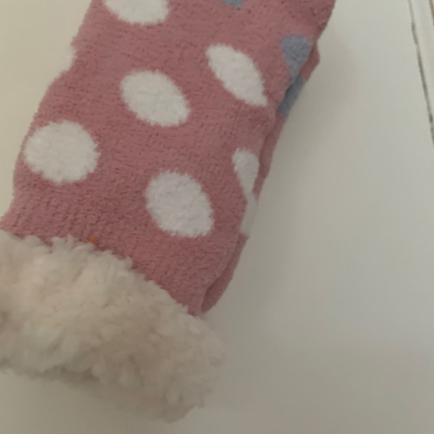 Wintersok voering 'Bolletjes' Roze/Wit 35-41