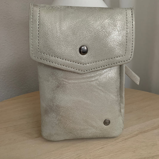 Telefoon- en schoudertasje Zilver model 'Shine'