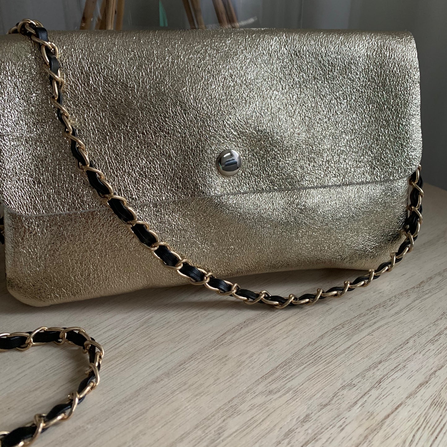 Tasriem/Telefoonriem minimalistisch Goud/Zwart