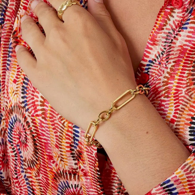 Armband langwerpige schakels - goud