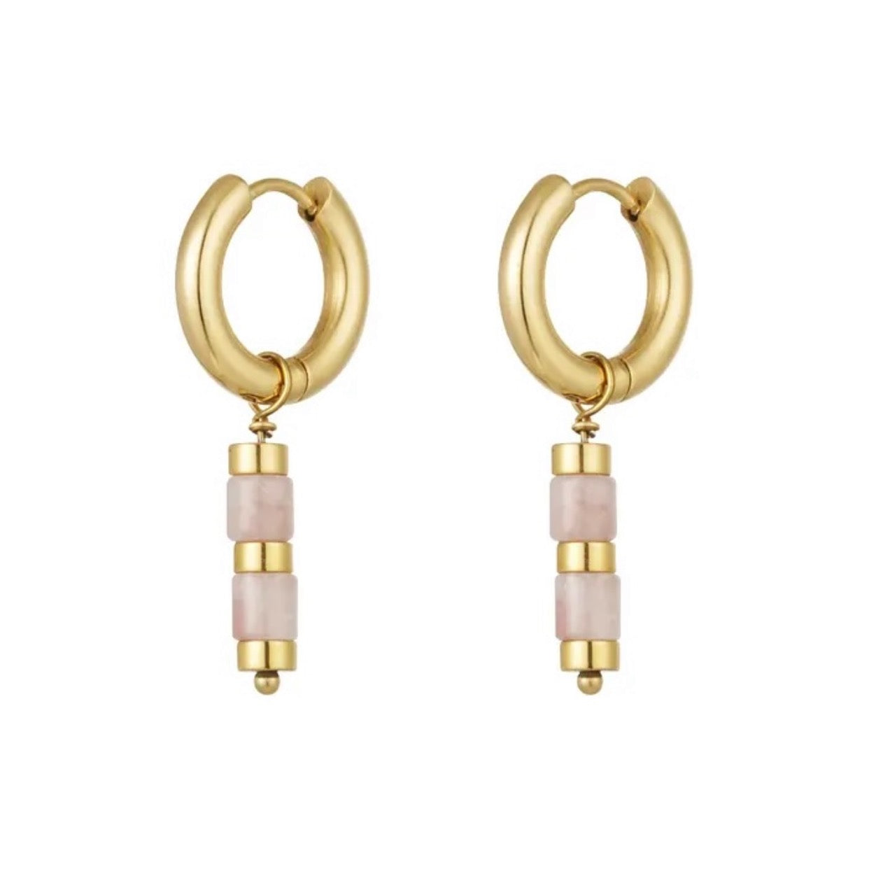 Oorbellen kraaltjes en gouden details- goud/roze