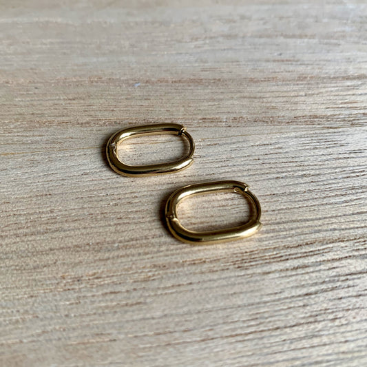 Oorbellen klassiek - rechthoekig- Goud- midden maat