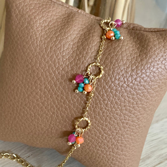 Armbandje kleurrijke fiësta- Turqoise- Goud