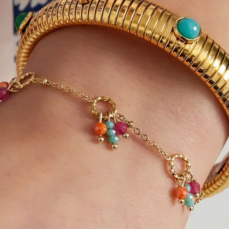 Armbandje kleurrijke fiësta- Turqoise- Goud