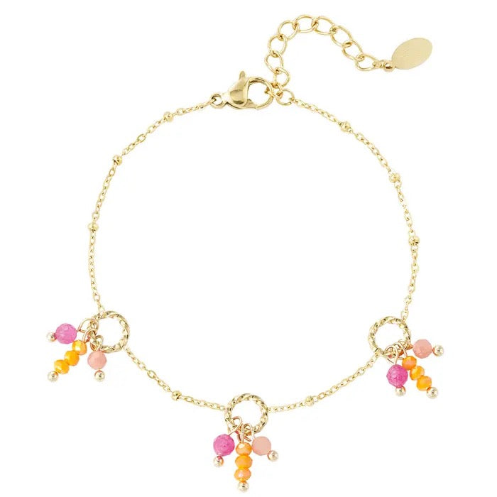 Armbandje kleurrijke fiësta- Oranje-Roze-Goud