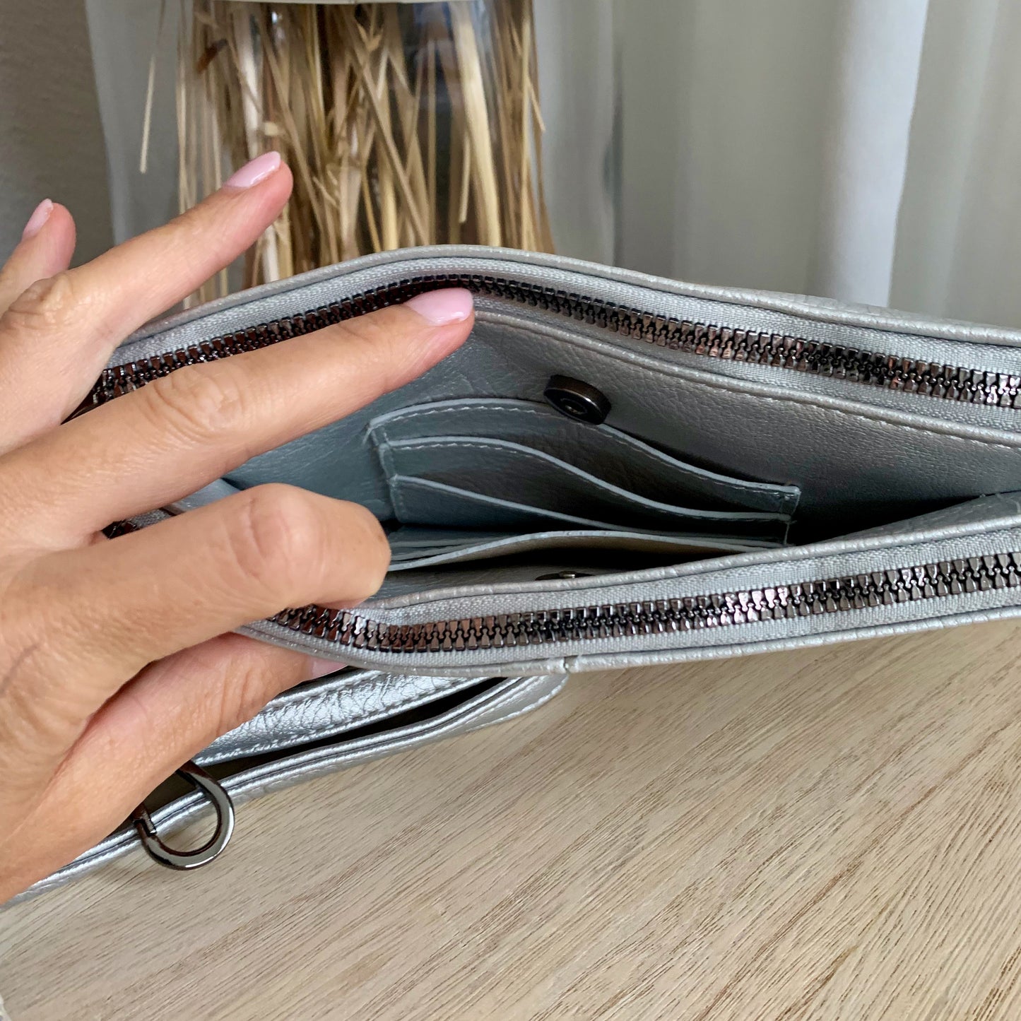 Schoudertasje/crossbody 'New Castel' Zilver inclusief twee banden