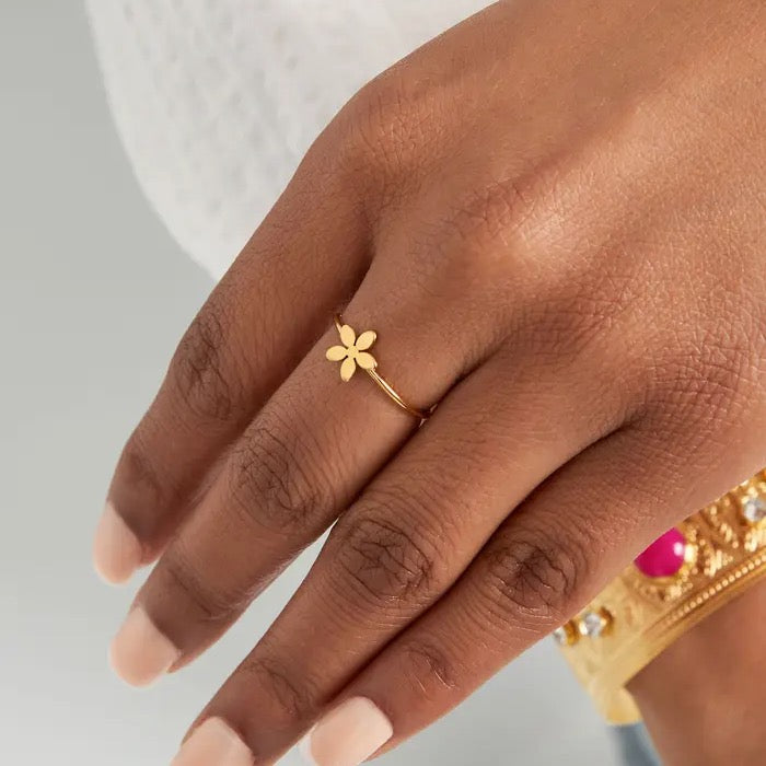 Ring bloemetje- Goud- One Size