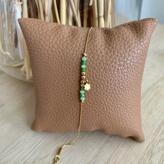 Armbandje kraaltjes Groen-Goud