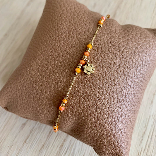 Armbandje kraaltjes Oranje-Goud