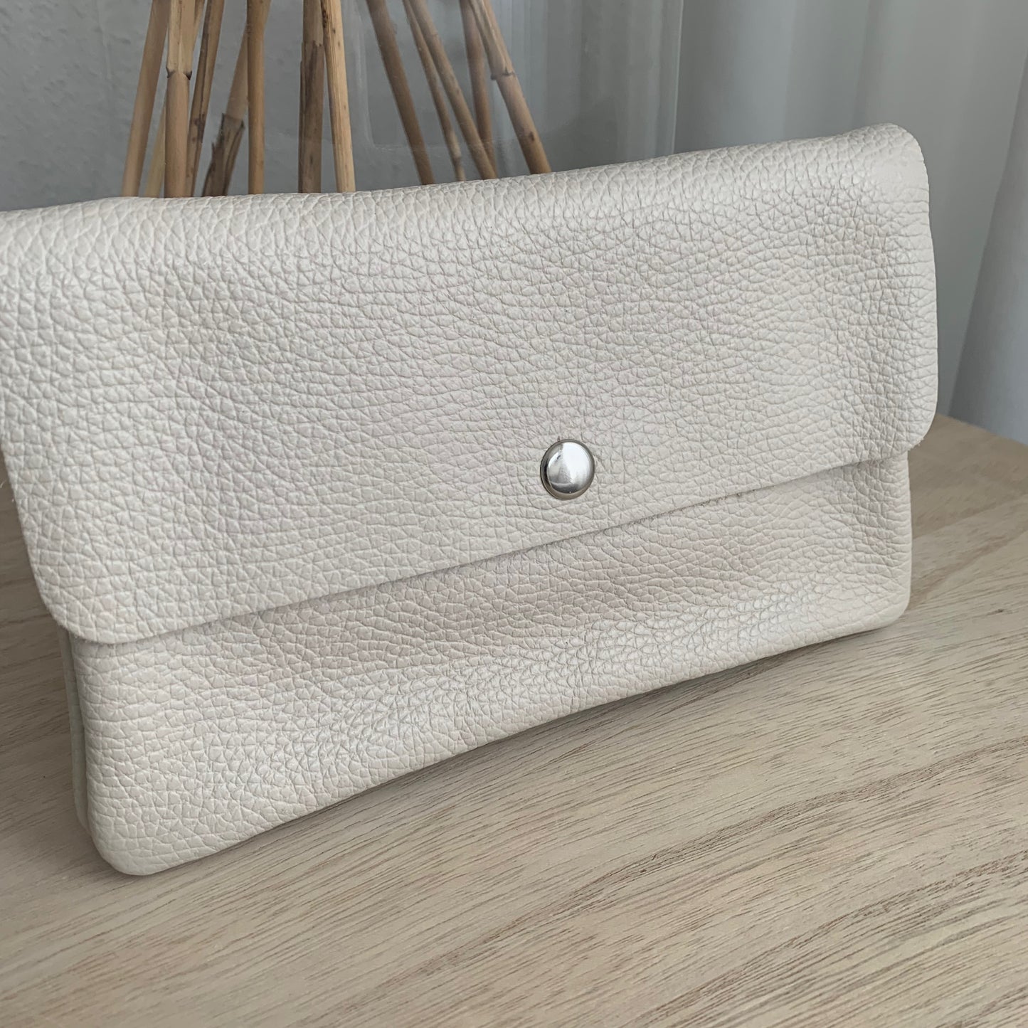 Lederen party tasje Ecru