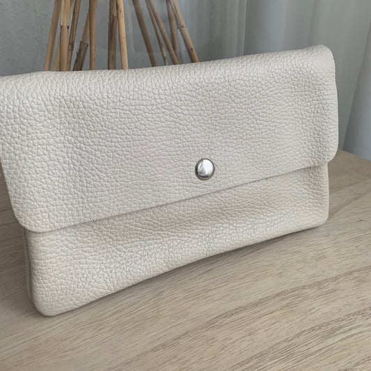 Lederen party tasje Ecru