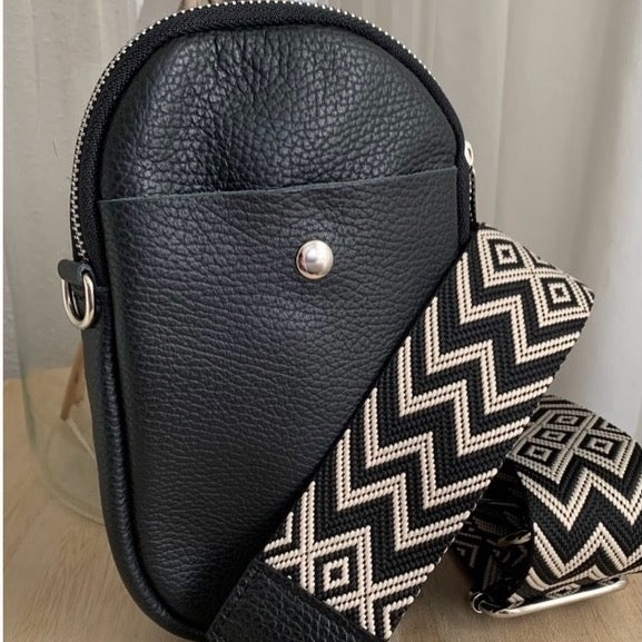Lederen crossbody tas Zwart voor een avondje uit