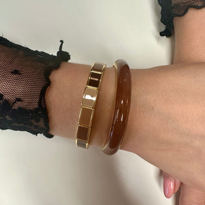 Armband 'Benthe' Multi-Khaki-Goud