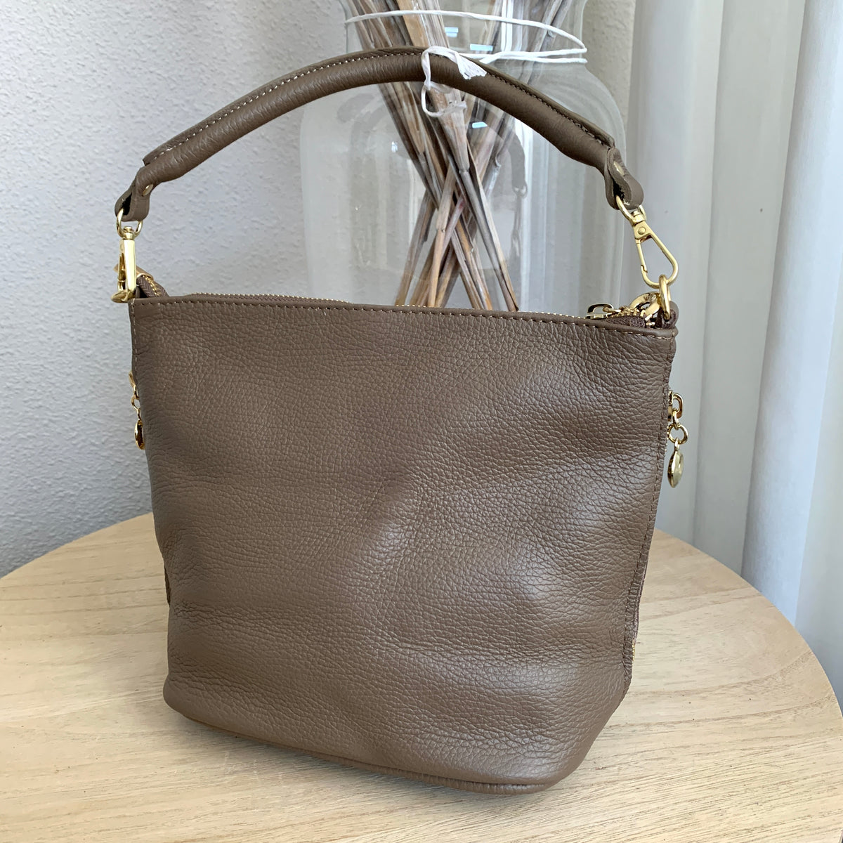 Stijlvolle tas leder Leverkleur/Taupe