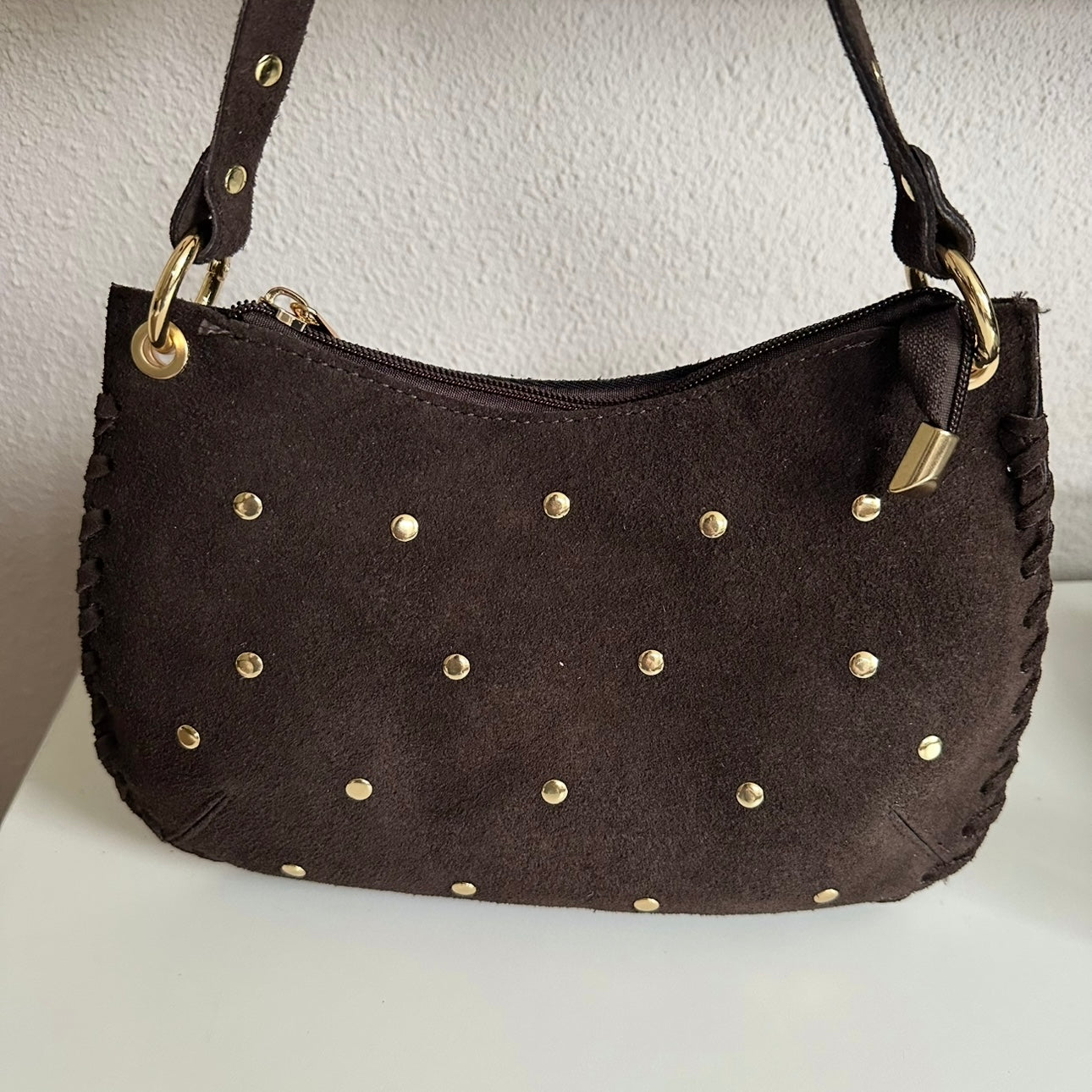 Tasje chocobruin gouden studs