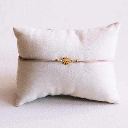 Elastische armband met mini bloem Taupe