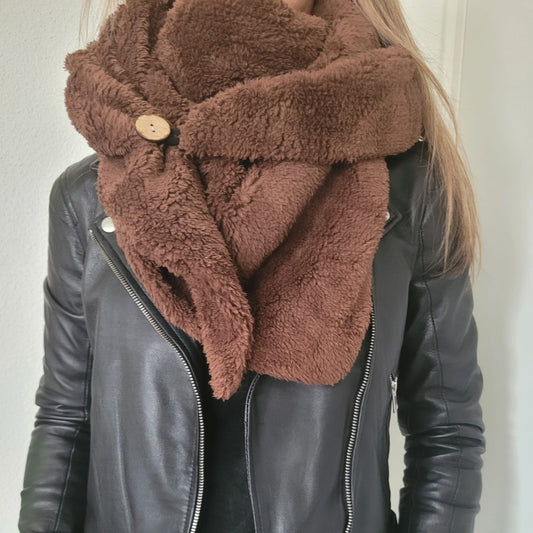 Fleece driehoek Sjaal Chocobruin