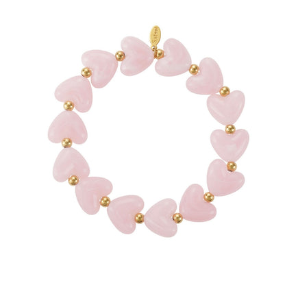Elastieken hartjes armband Roze