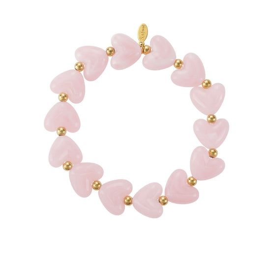 Elastieken hartjes armband Roze