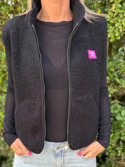 Teddy gilet Zwart patch