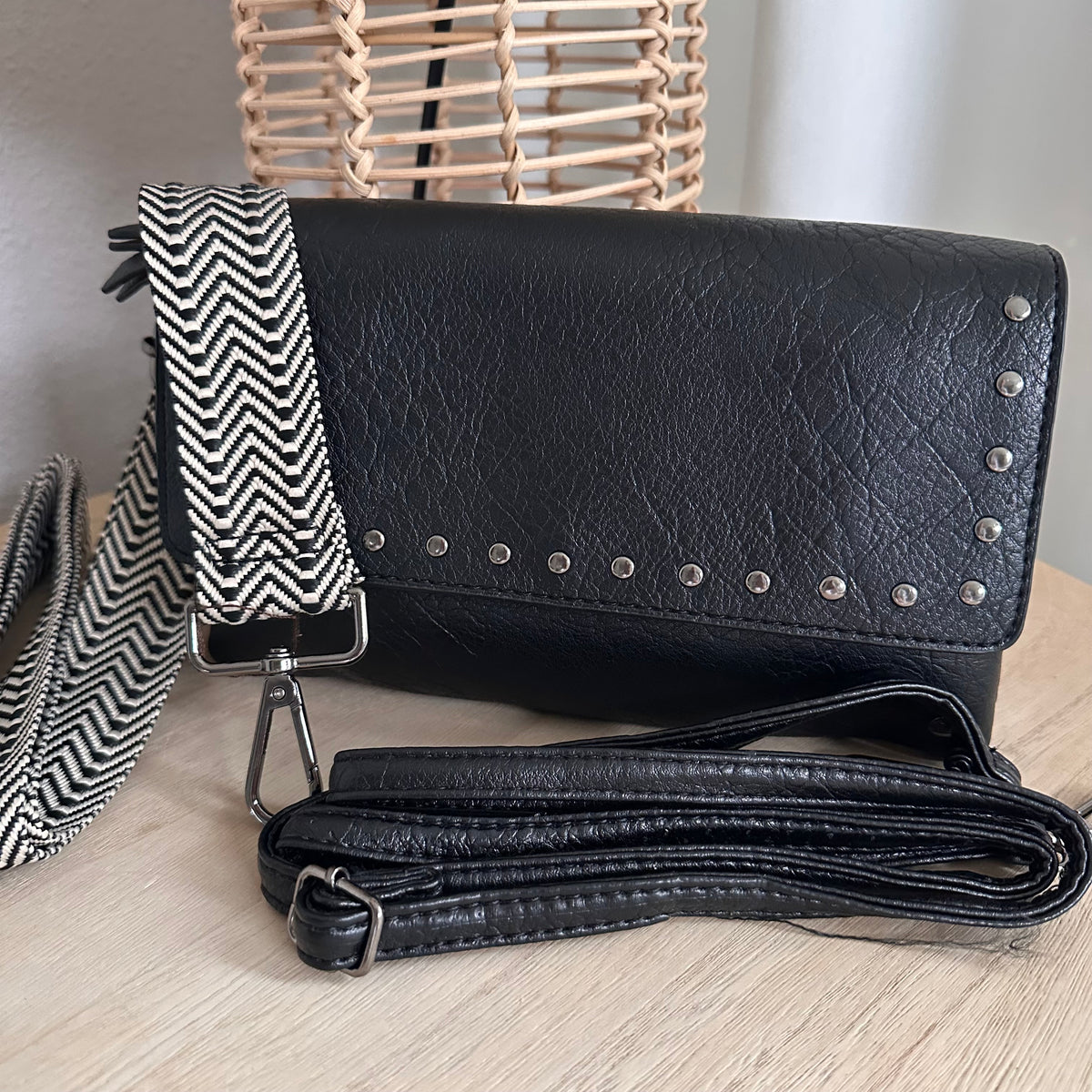 Crossbody/ schoudertas ‘San Martin’ Zwart incl twee schouderbanden