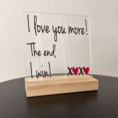 Cadeautje ‘love you more’ inclusief houten blokje