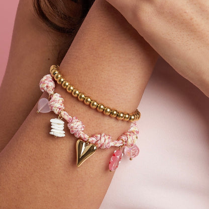 Armband touwbedeltjes Roze