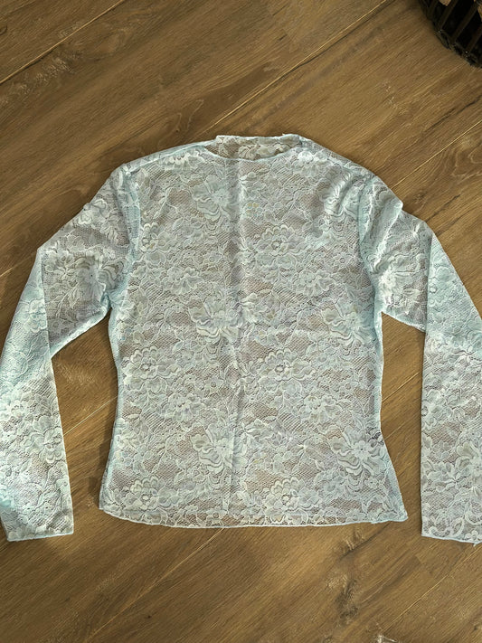 Kanten top Lichtblauw lange mouw (model 1)