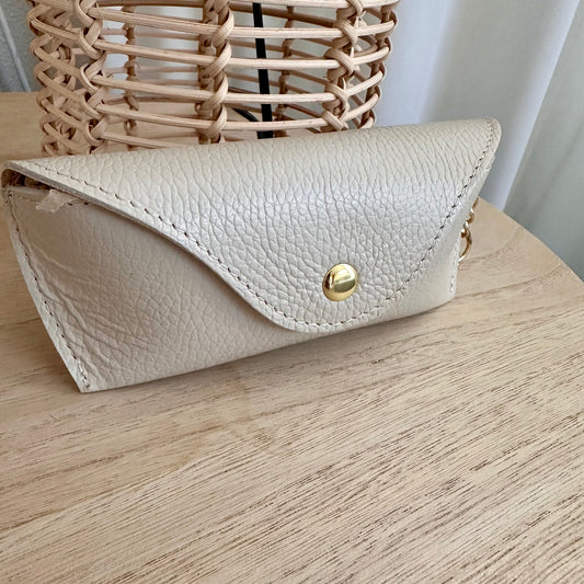 Lederen (zonne) bril etui Beige/Nude