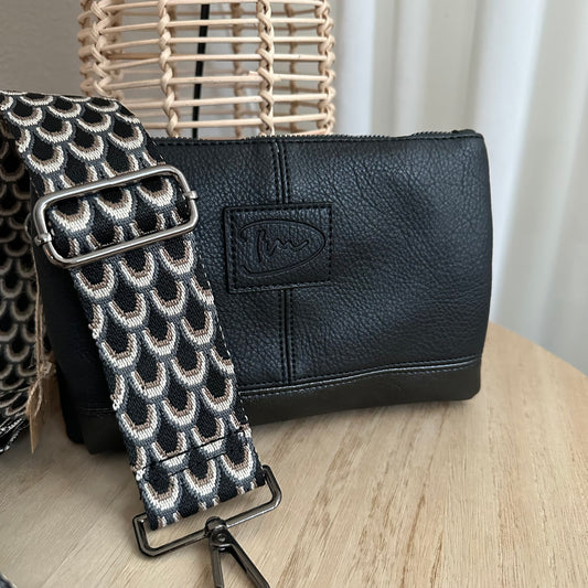 Schoudertasje/crossbody 'Harbin' inclusief twee banden Zwart