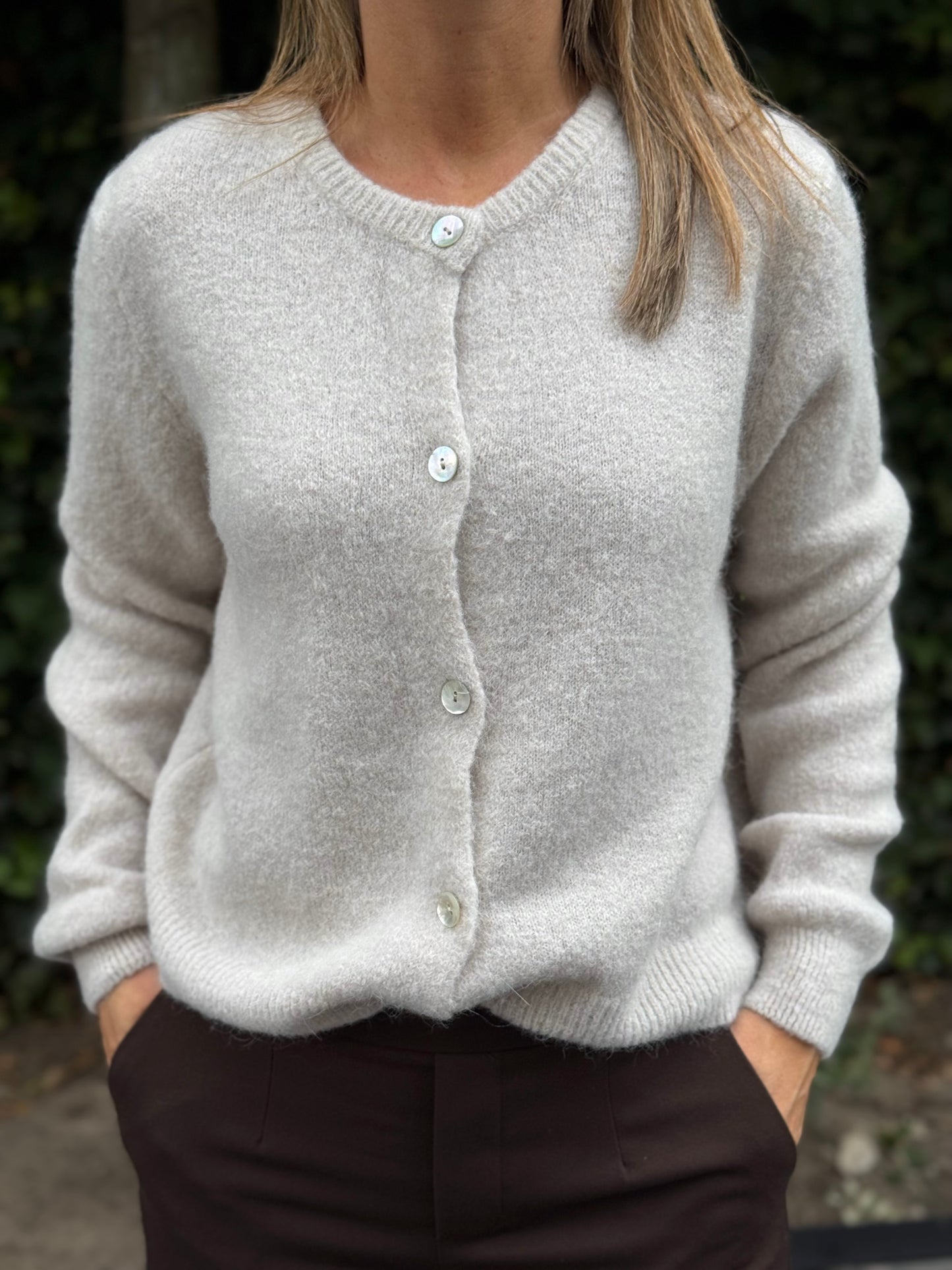 Alpaca vestje (30%) Crème/licht beige