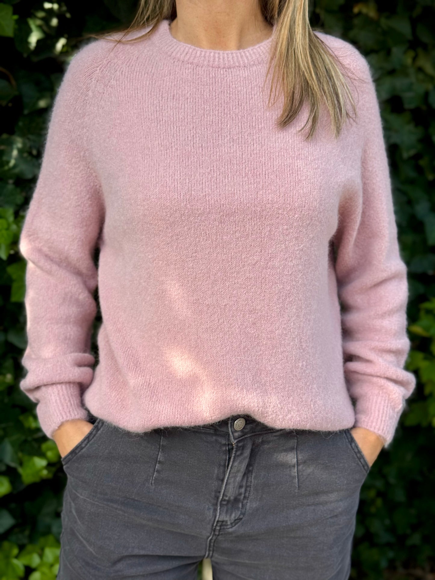 Alpaca trui lange mouw Oud roze