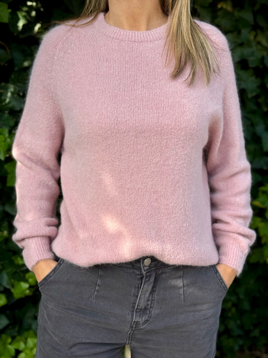 Alpaca trui lange mouw Oud roze
